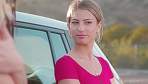 Two hot lesbians with a big dildo